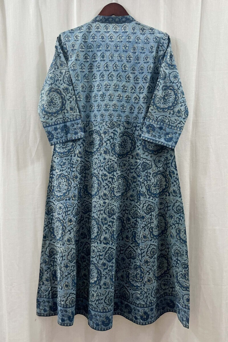 Akola Hand Block-Printed Anarkali Cotton Kurta