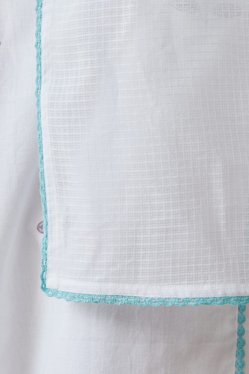 White Handcrafted Kota Dupatta