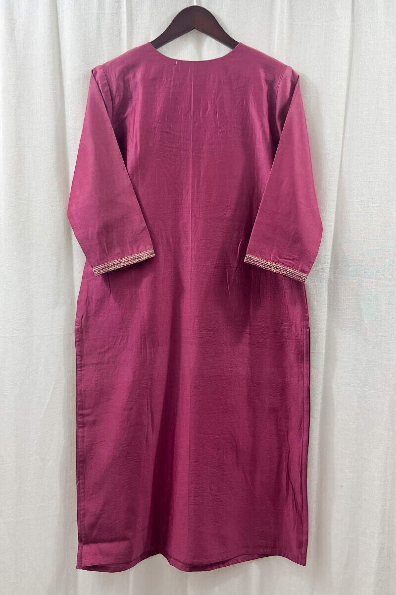Pink Handcrafted Straight Chanderi Kurta