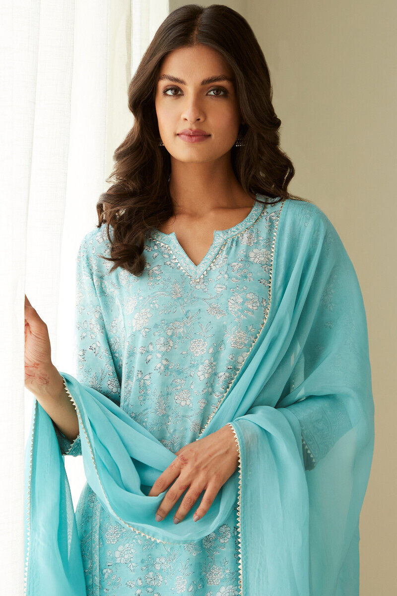 Blue Handcrafted Viscose Dupatta
