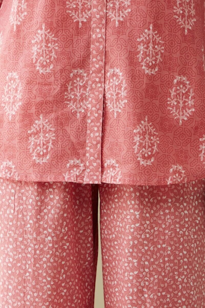 Pink Hand Printed Cotton Loungewear Set