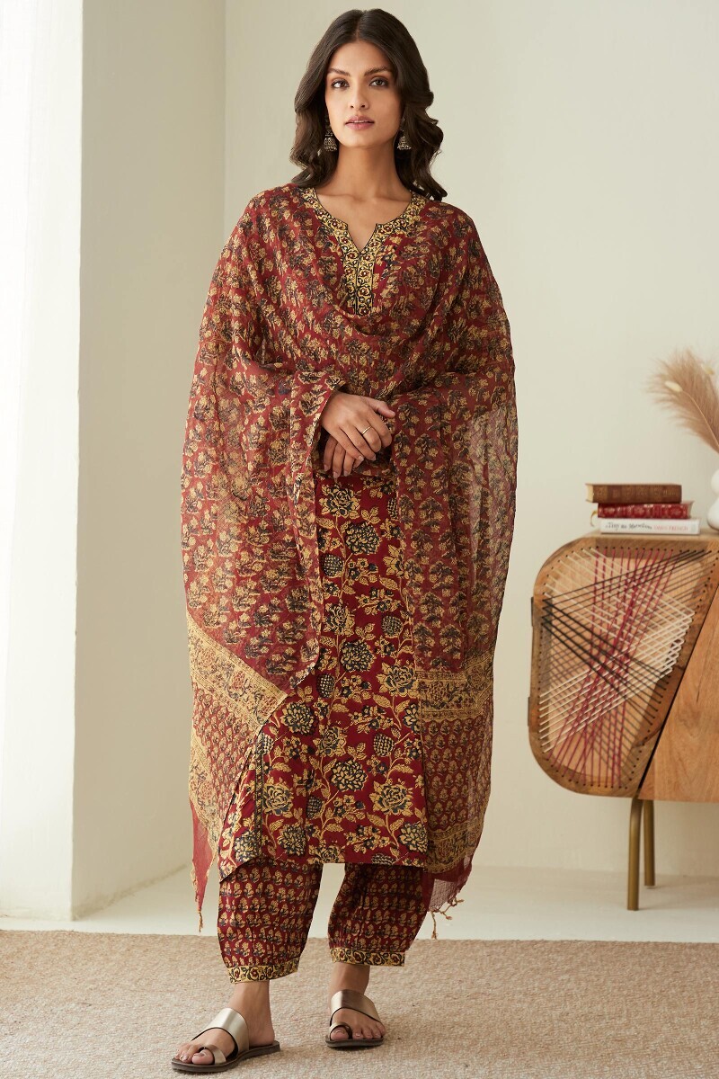 Bagru Hand Block-Printed Straight Viscose Kurta