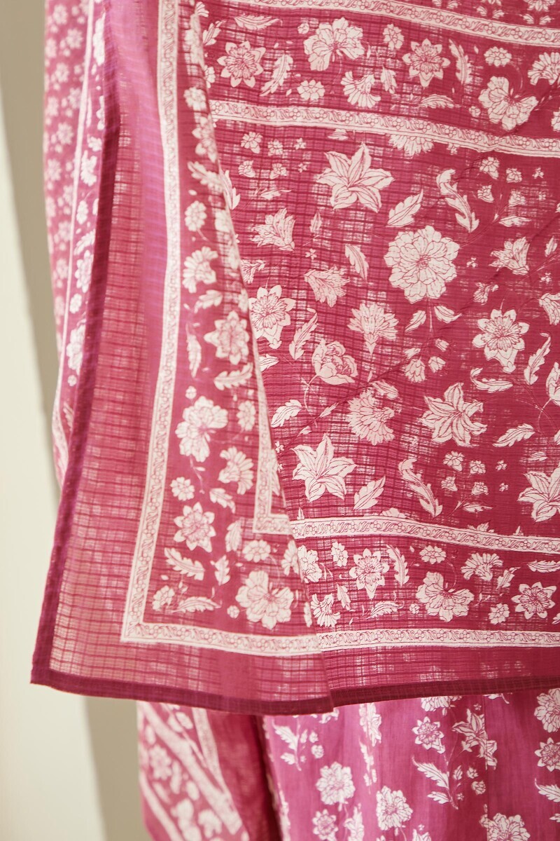 Pink Hand Printed Kota Dupatta