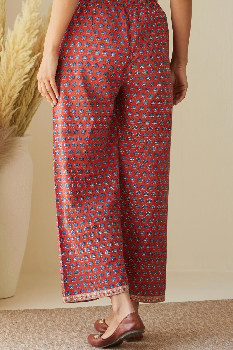 Red Hand Block-Printed Cotton Farsi