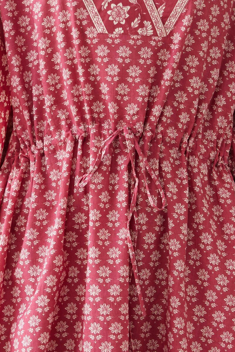 Pink Hand Printed Cotton Kaftan