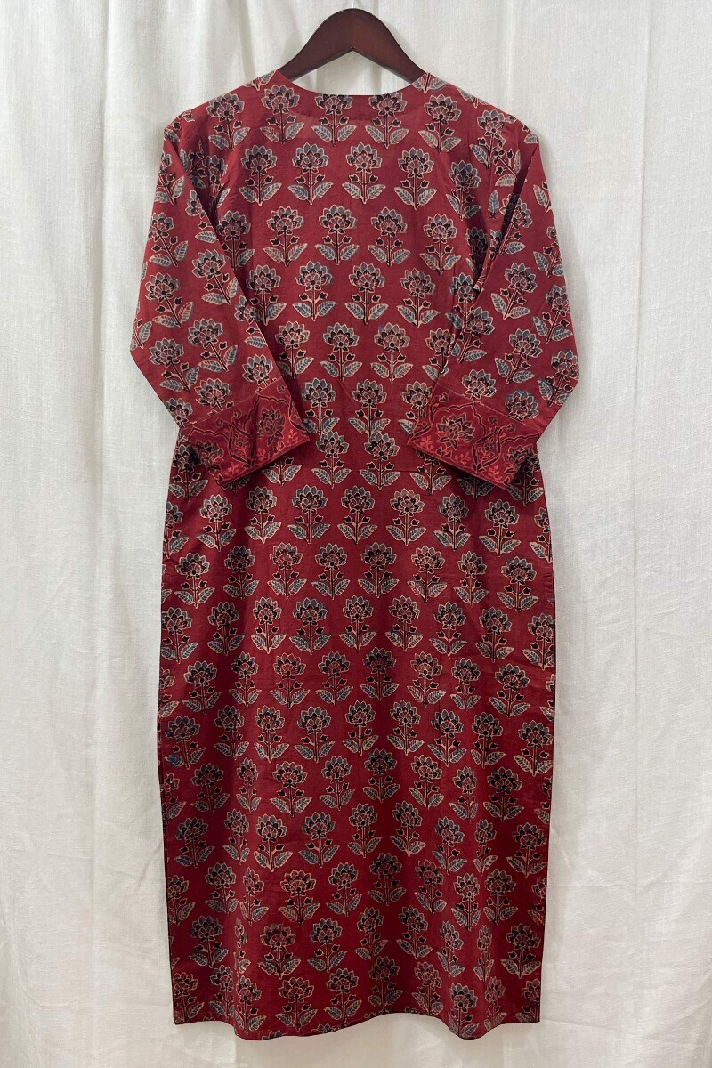 Ajrak Hand Block-Printed Straight Cotton Kurta