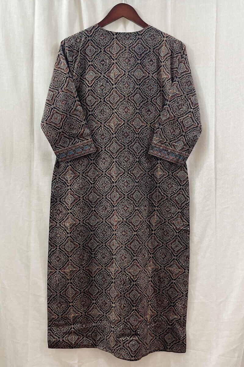 Ajrak Hand Block-Printed Straight Cotton Kurta