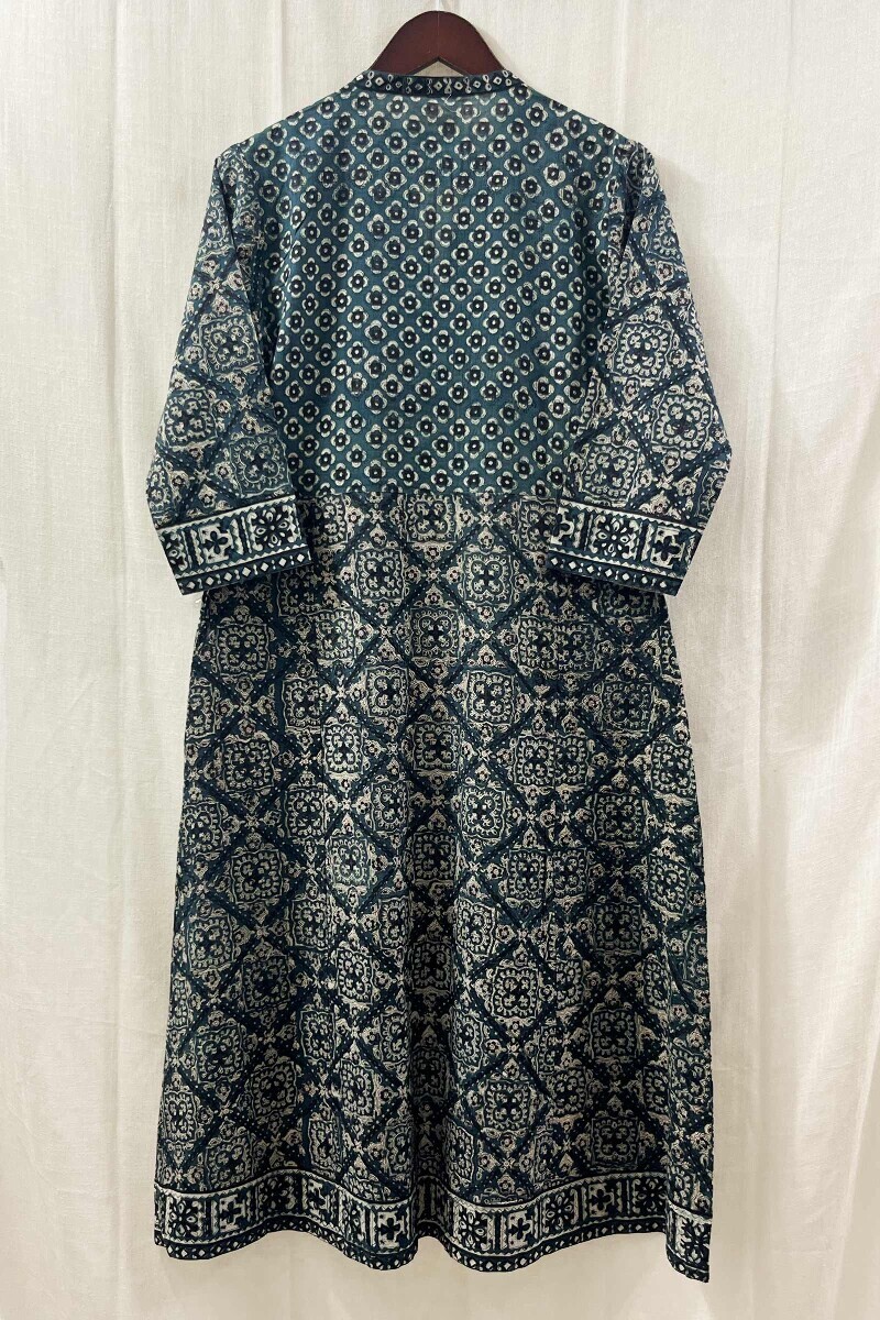 Bagru Hand Block-Printed A-Line Cotton Kurta