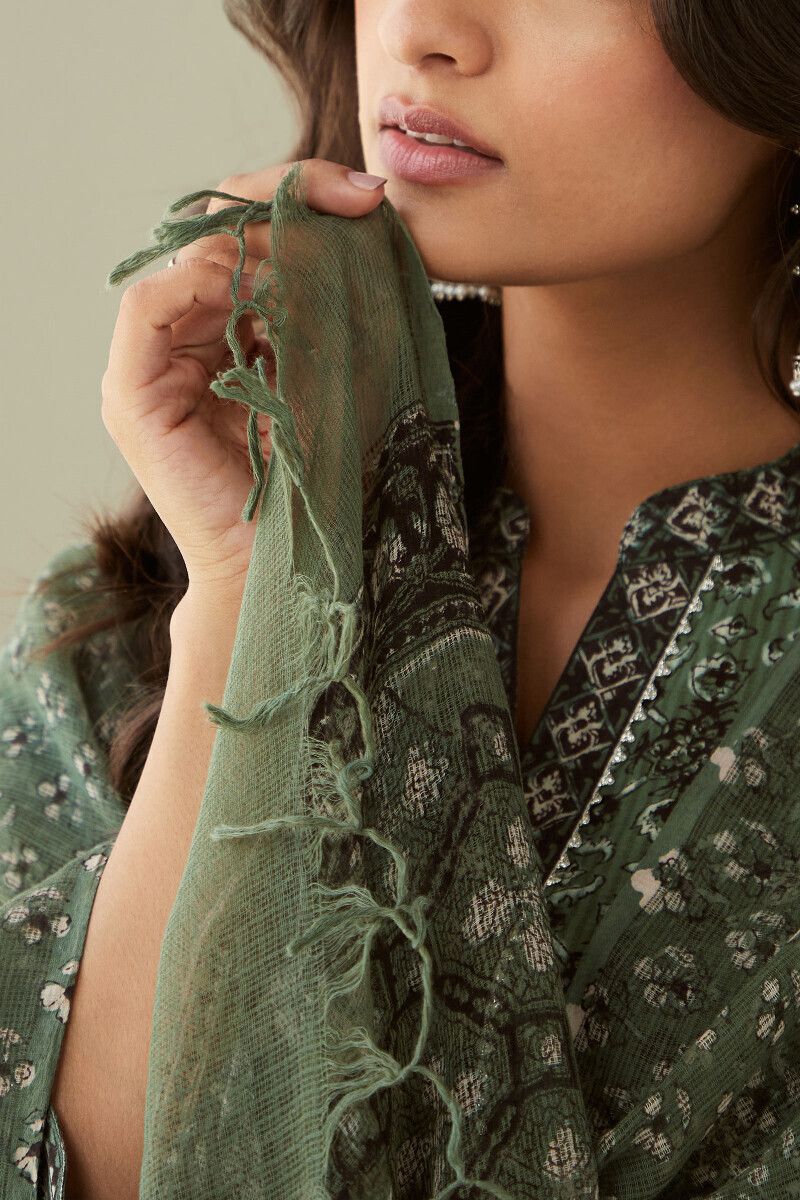 Bagru Hand Block-Printed Kota Dupatta