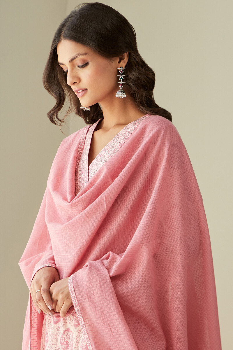 Pink Handcrafted Kota Dupatta