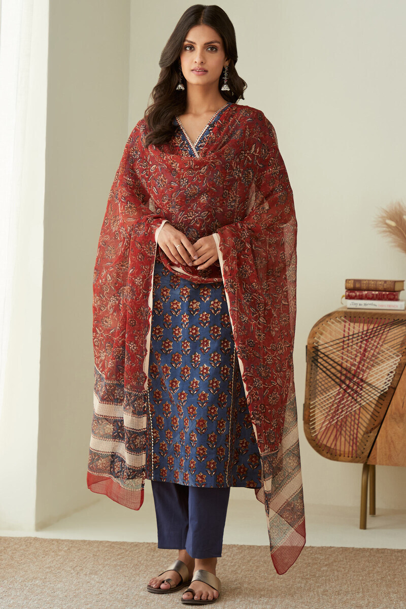 Bagru Hand Block-Printed Straight Cotton Kurta