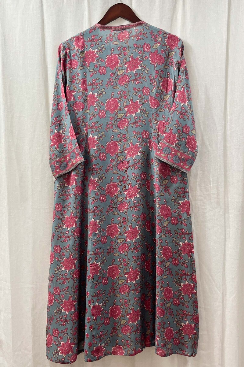 Sky Blue Hand Printed Straight Modal Kurta