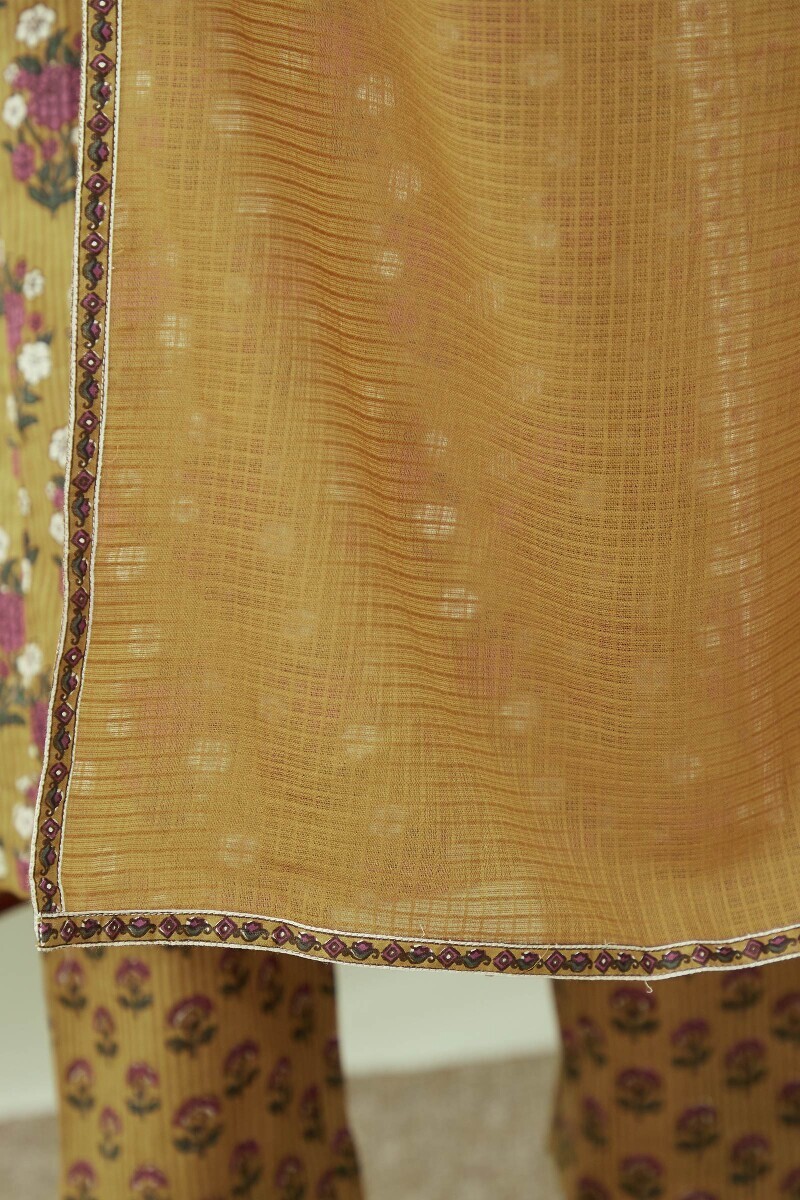 Mustard Handcrafted Kota Dupatta