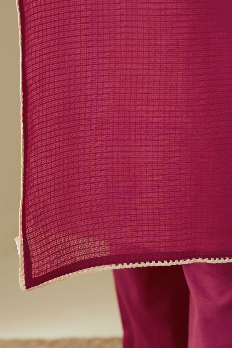 Pink Handcrafted Kota Dupatta