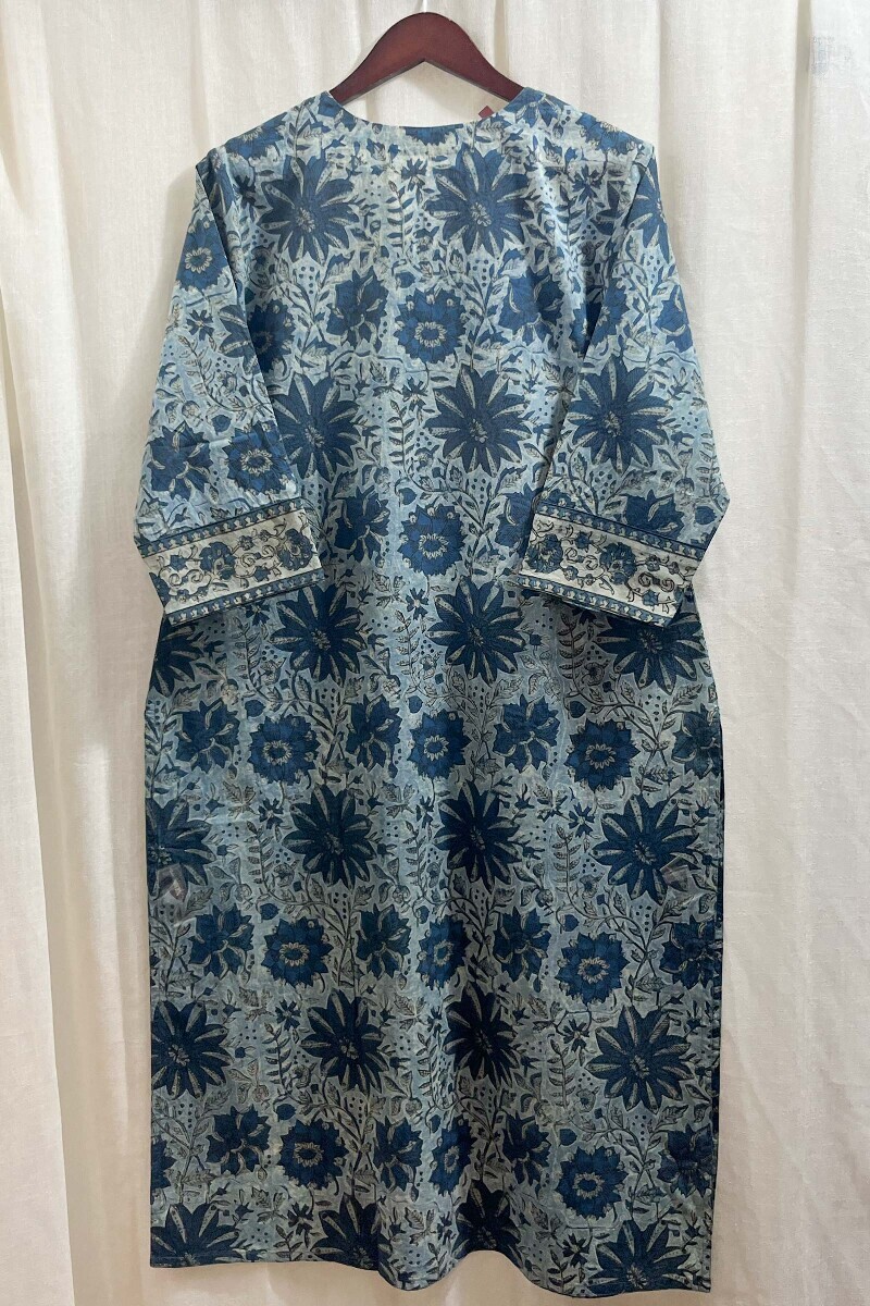 Akola Hand Block-Printed Straight Cotton Kurta
