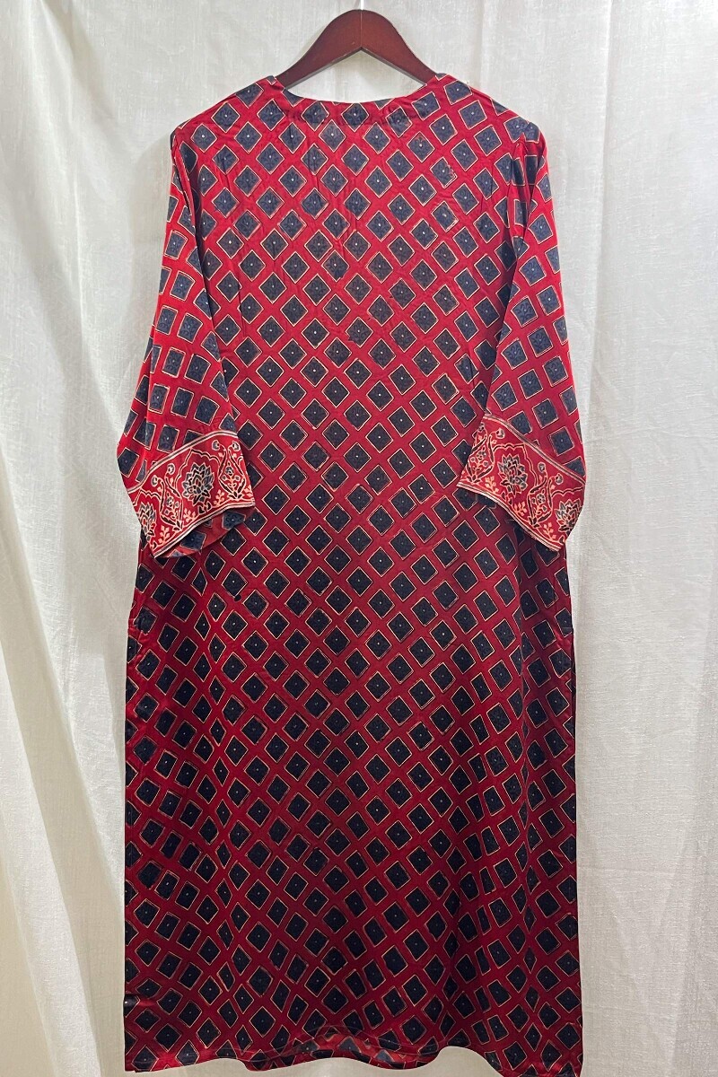 Ajrak Hand Block-Printed Straight Viscose Kurta