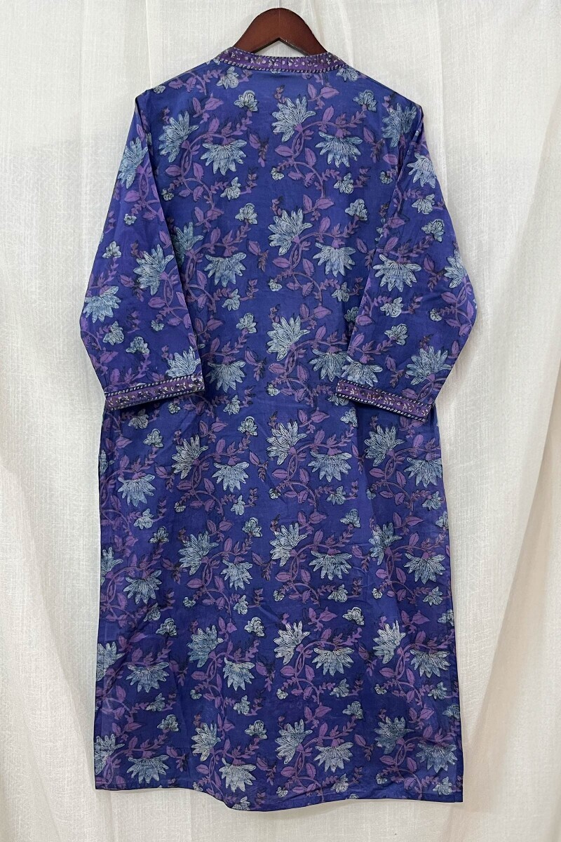 Akola Hand Block-Printed Straight Cotton Kurta