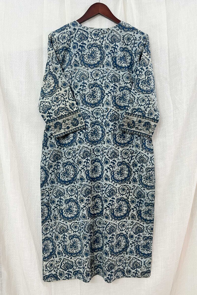 Akola Hand Block-Printed Straight Cotton Kurta