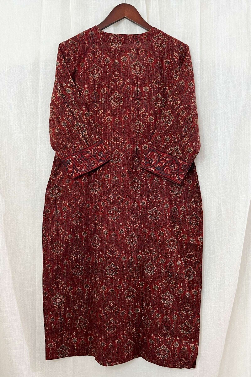 Ajrak Hand Block-Printed Straight Cotton Dobby Kurta