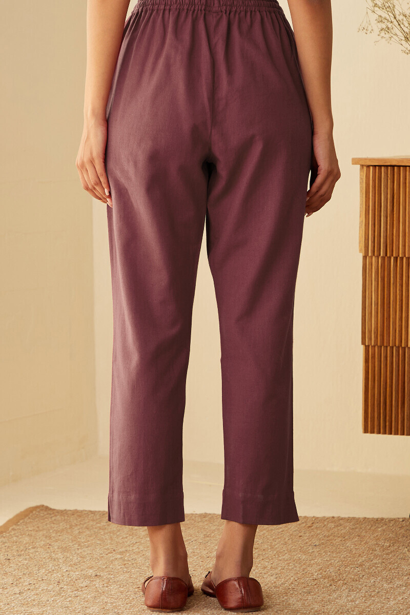 Ruby Pink Handcrafted Cotton Flax Narrow Pants