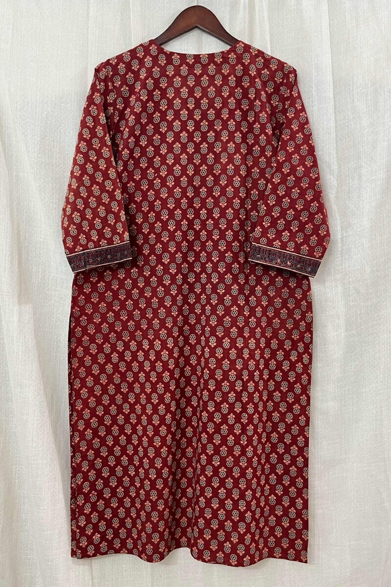 Ajrak Hand Block-Printed Straight Cotton Kurta