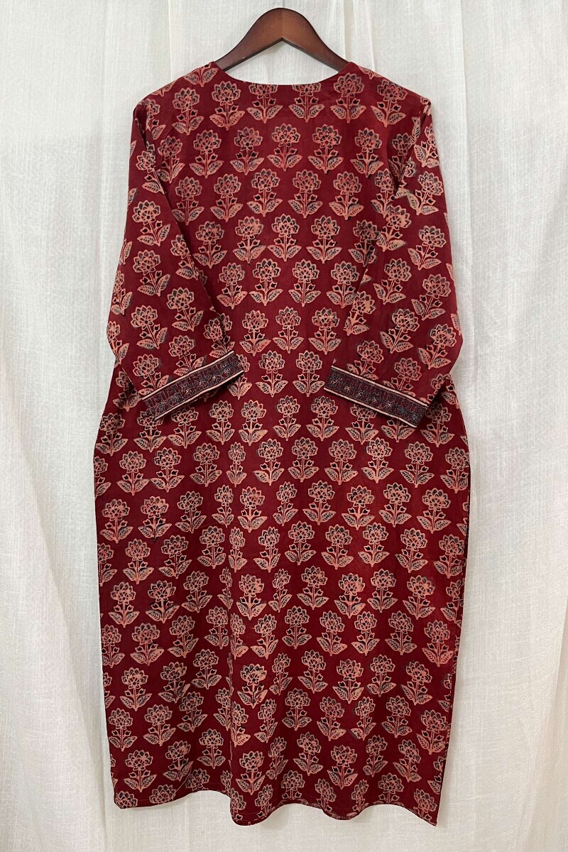 Ajrak Hand Block-Printed Straight Cotton Kurta