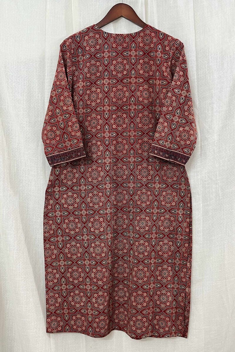 Ajrak Hand Block-Printed Straight Cotton Kurta