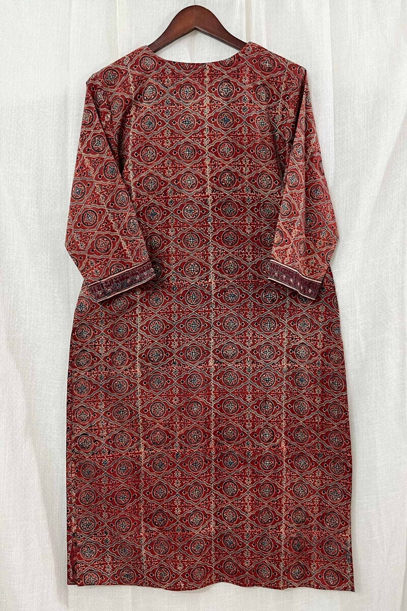 Ajrak Hand Block-Printed Straight Cotton Kurta