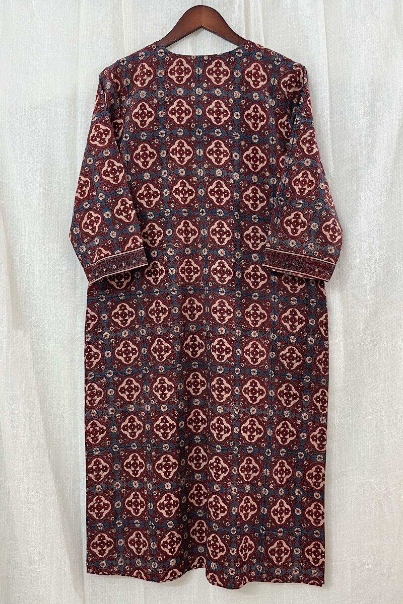 Ajrak Hand Block-Printed Straight Cotton Kurta