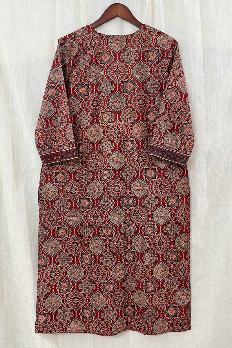 Ajrak Hand Block-Printed Straight Cotton Kurta