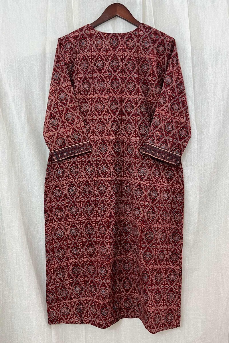 Ajrak Hand Block-Printed Straight Cotton Kurta
