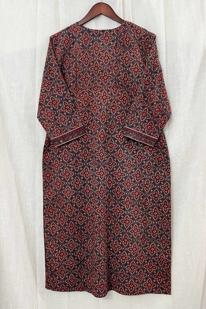 Ajrak Hand Block-Printed Straight Cotton Kurta