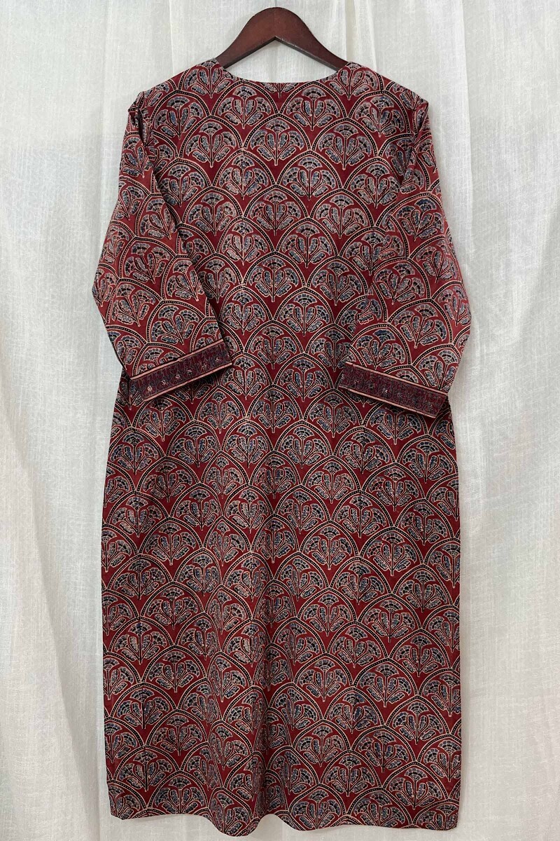 Ajrak Hand Block-Printed Straight Cotton Kurta