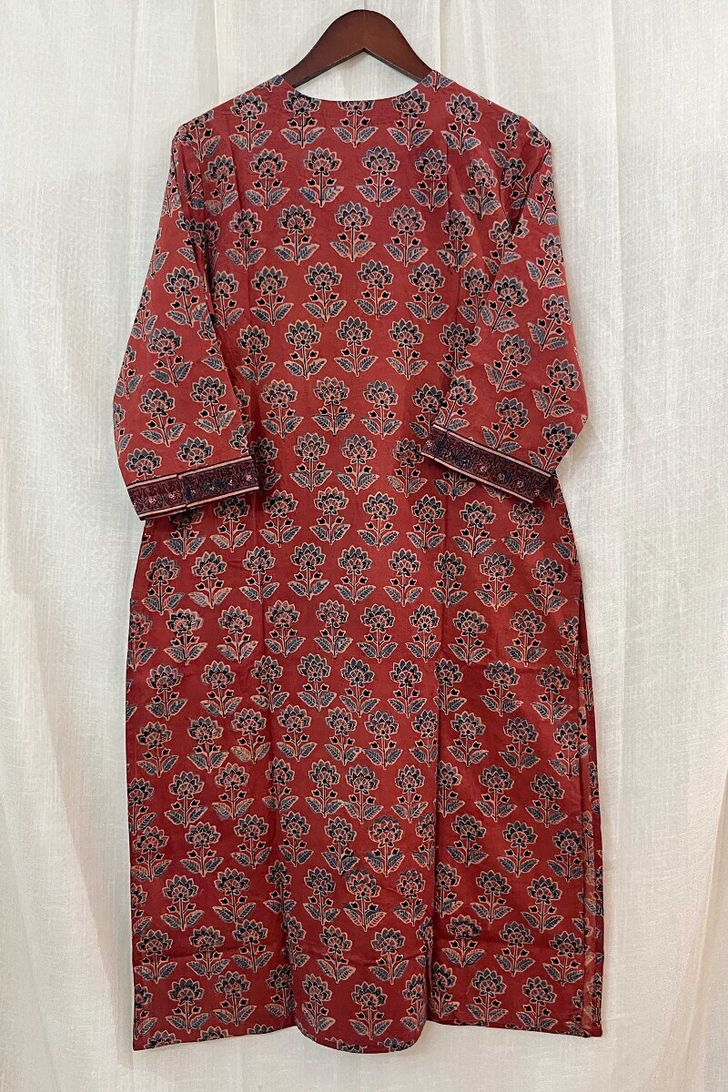 Ajrak Hand Block-Printed Straight Cotton Kurta
