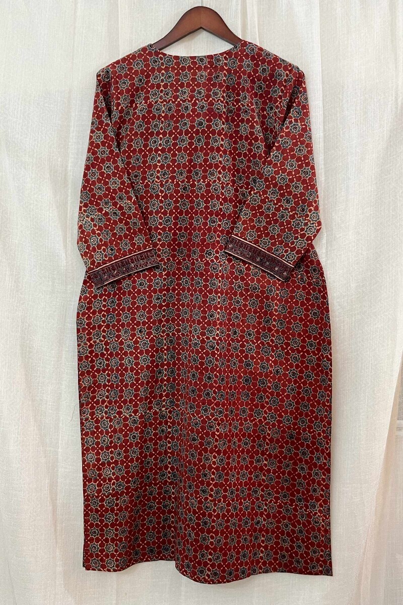 Ajrak Hand Block-Printed Straight Cotton Kurta