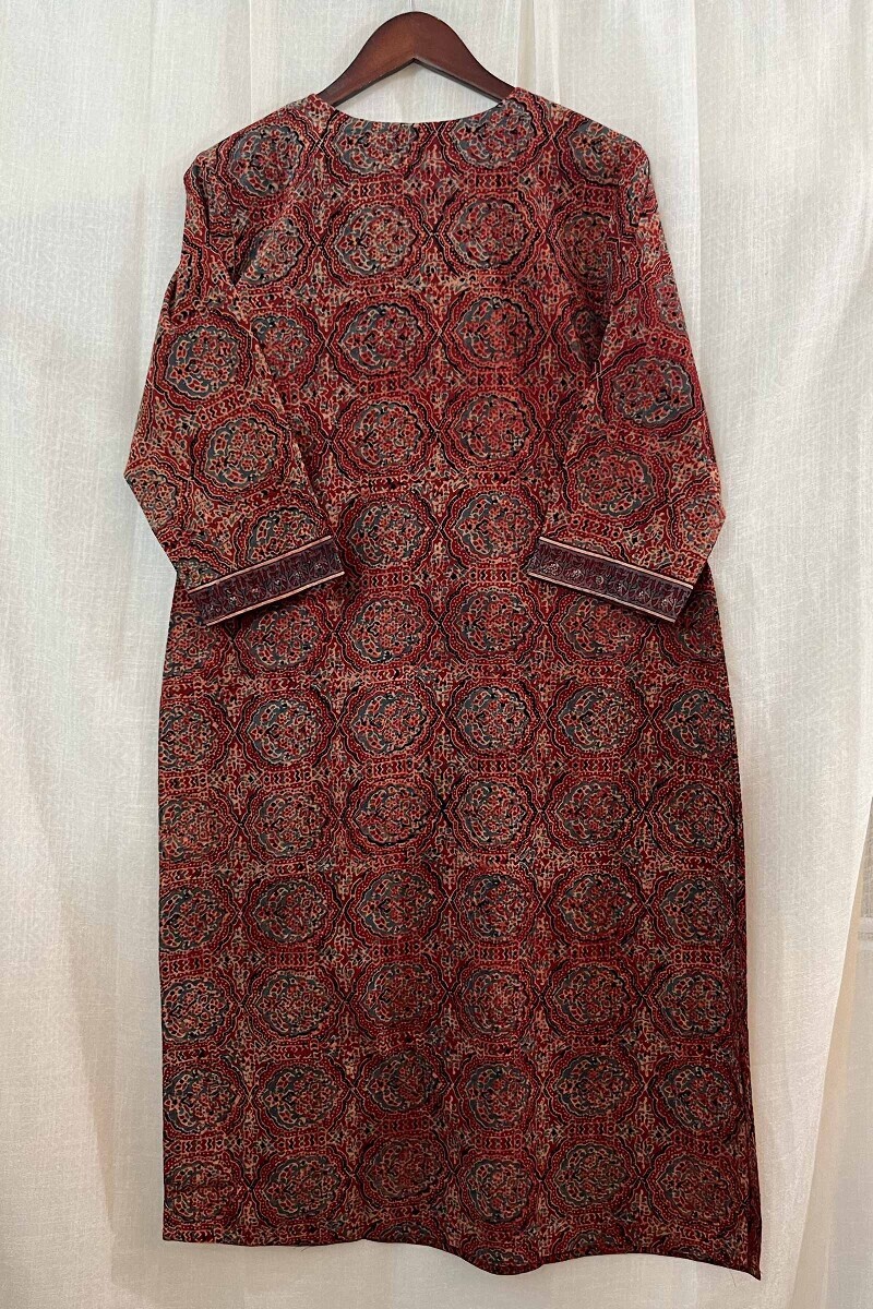 Ajrak Hand Block-Printed Straight Cotton Kurta
