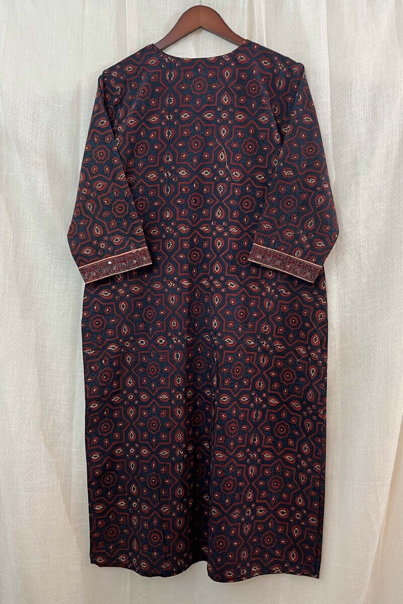 Ajrak Hand Block-Printed Straight Cotton Kurta