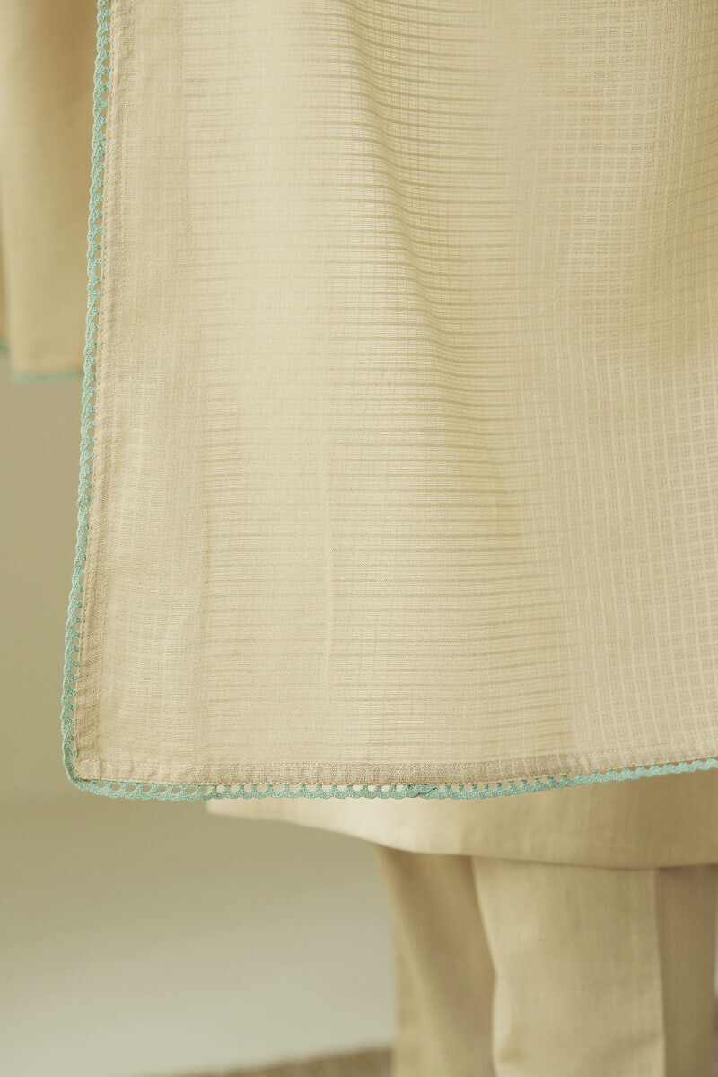 Beige Handcrafted Kota Dupatta