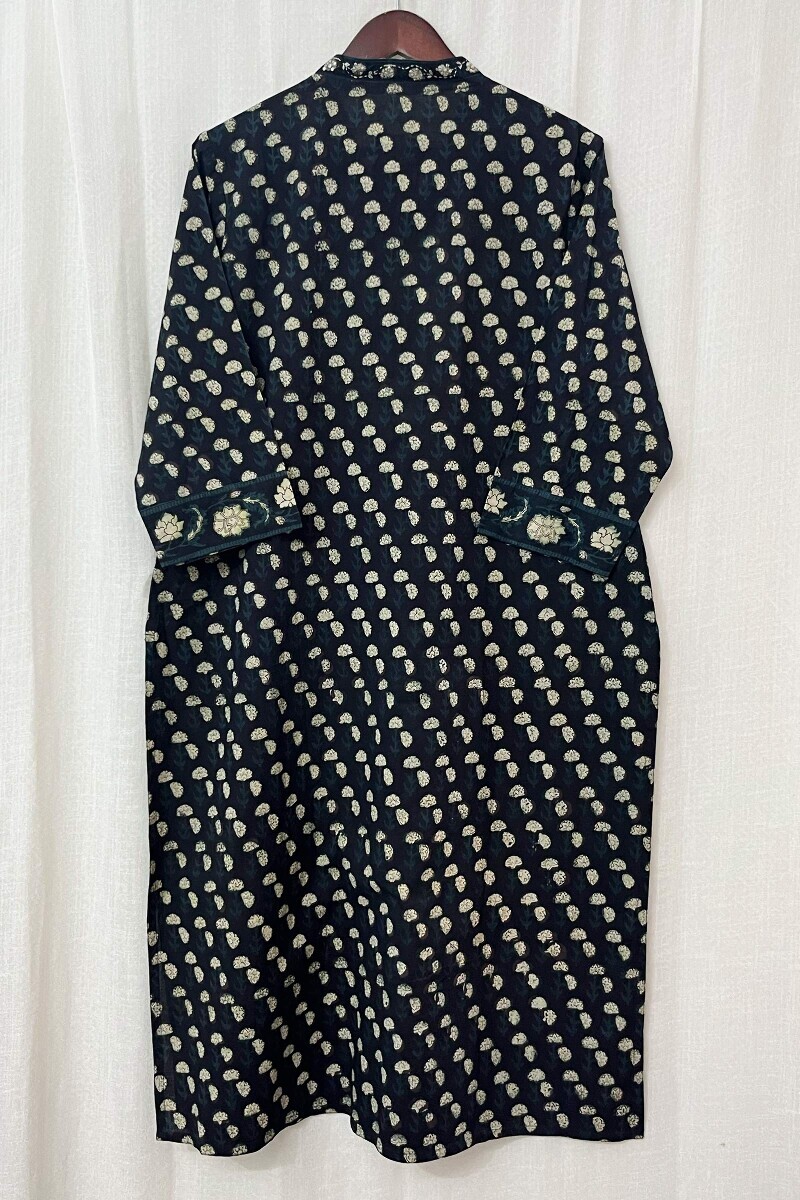 Akola Hand Block-Printed Straight Cotton Kurta