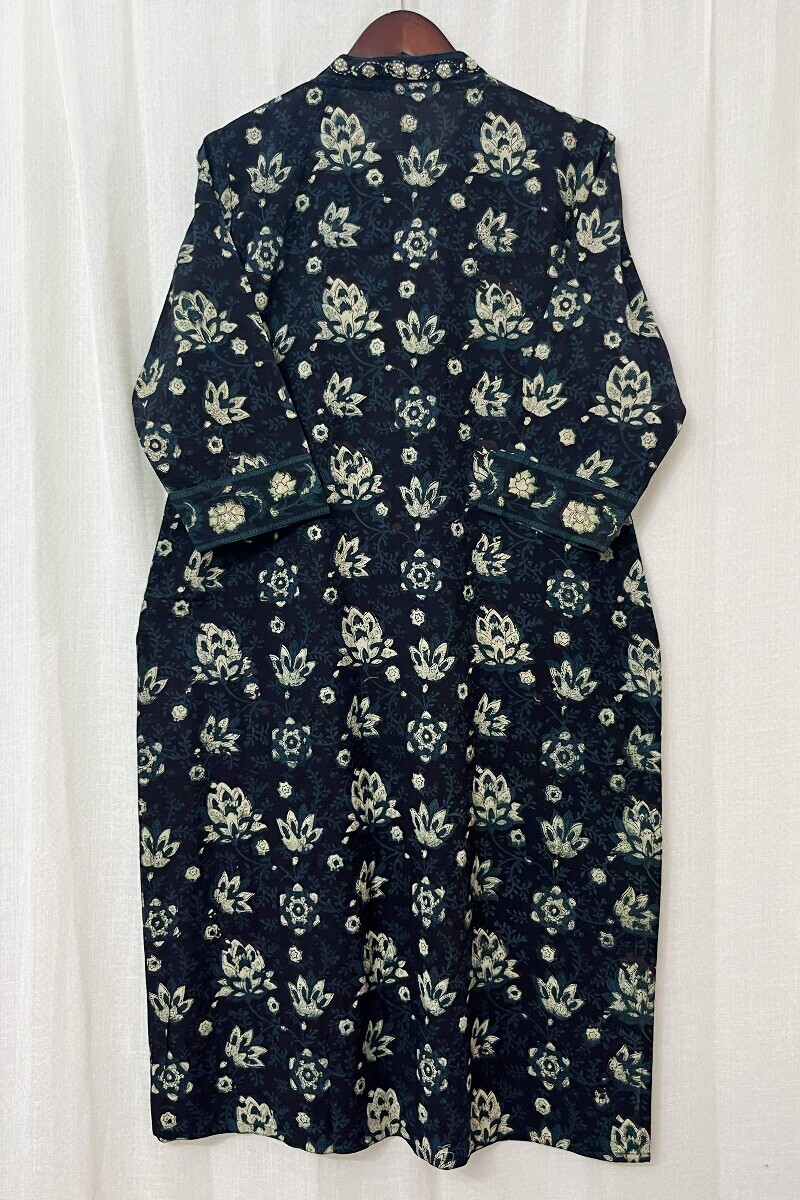 Akola Hand Block-Printed Straight Cotton Kurta