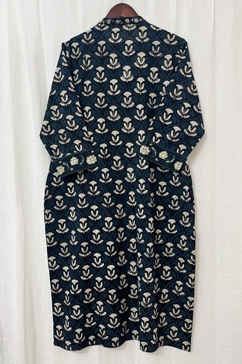 Akola Hand Block-Printed Straight Cotton Kurta