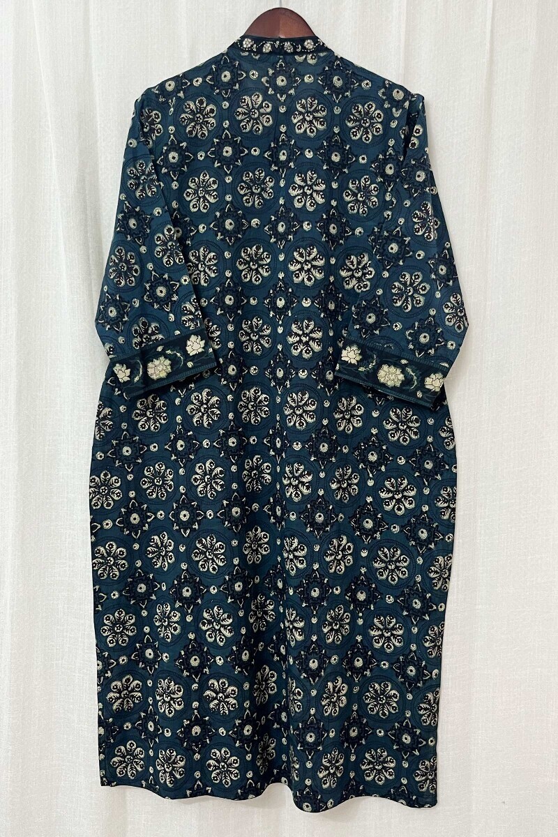 Akola Hand Block-Printed Straight Cotton Kurta