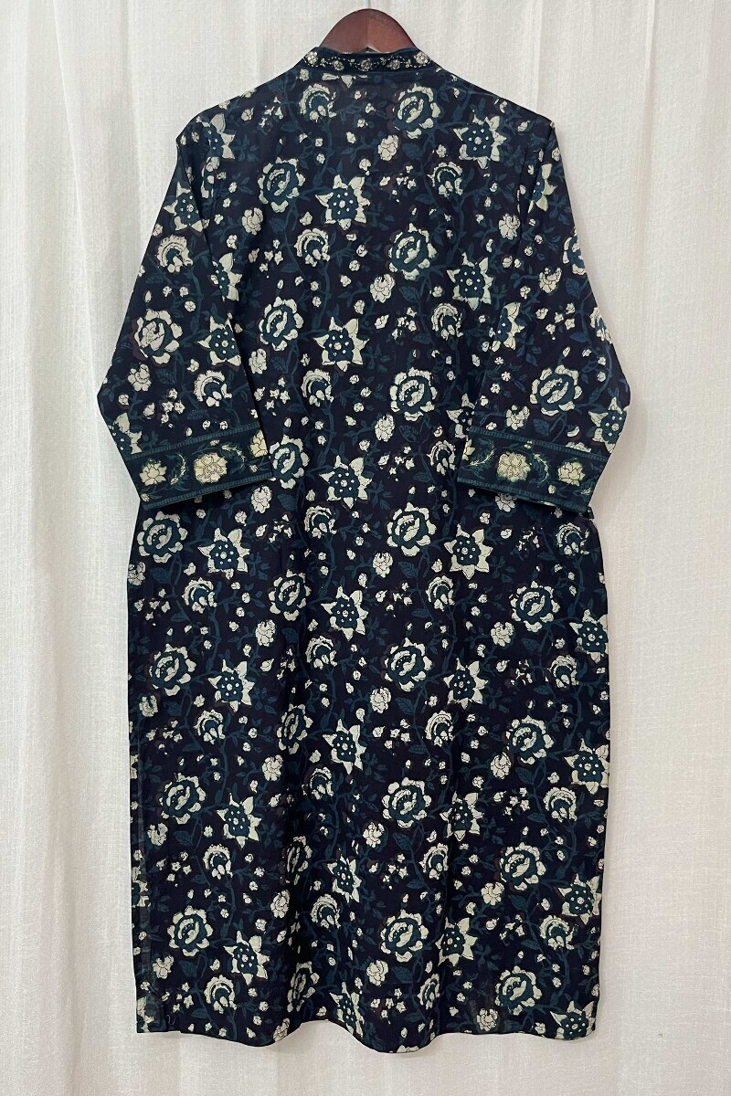 Akola Hand Block-Printed Straight Cotton Kurta