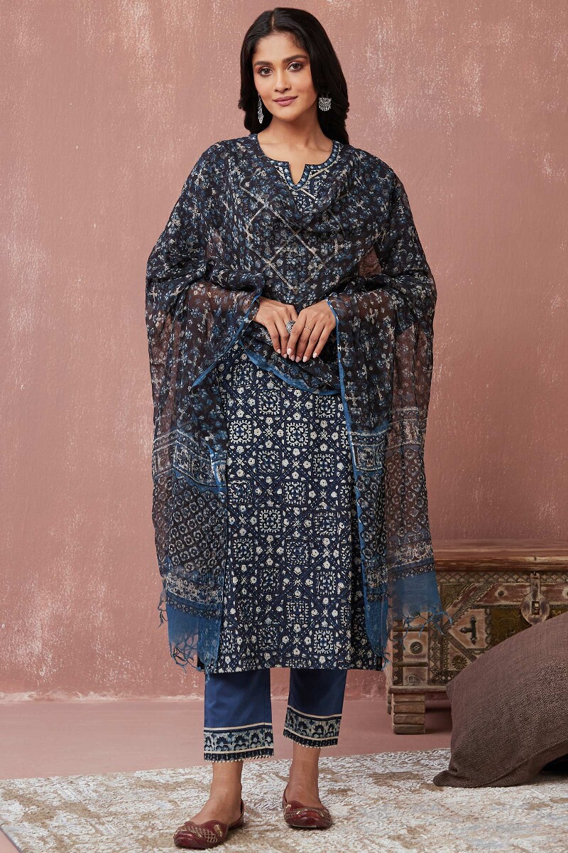 Bagru Hand Block-Printed Straight Cotton Kurta