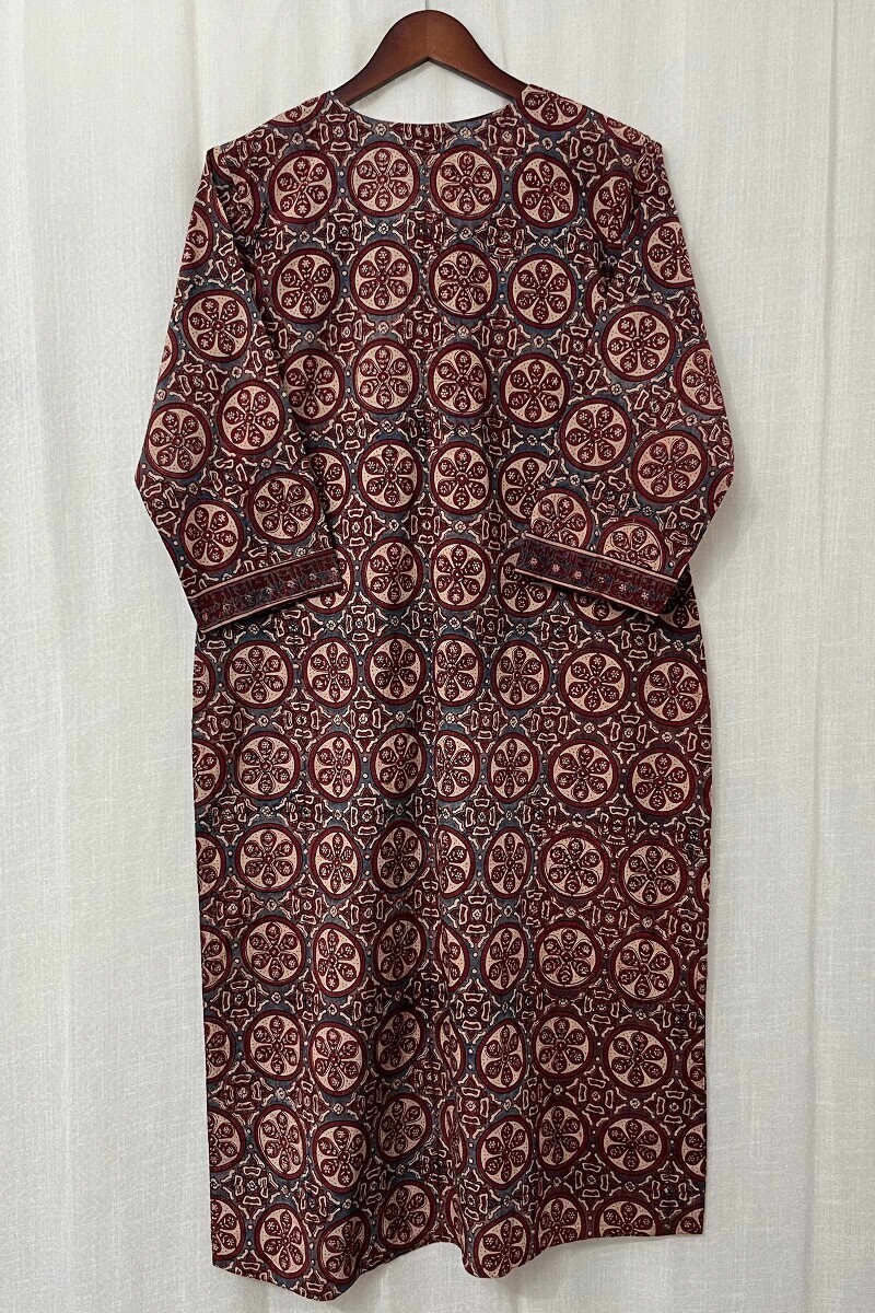 Ajrak Hand Block-Printed Straight Cotton Kurta