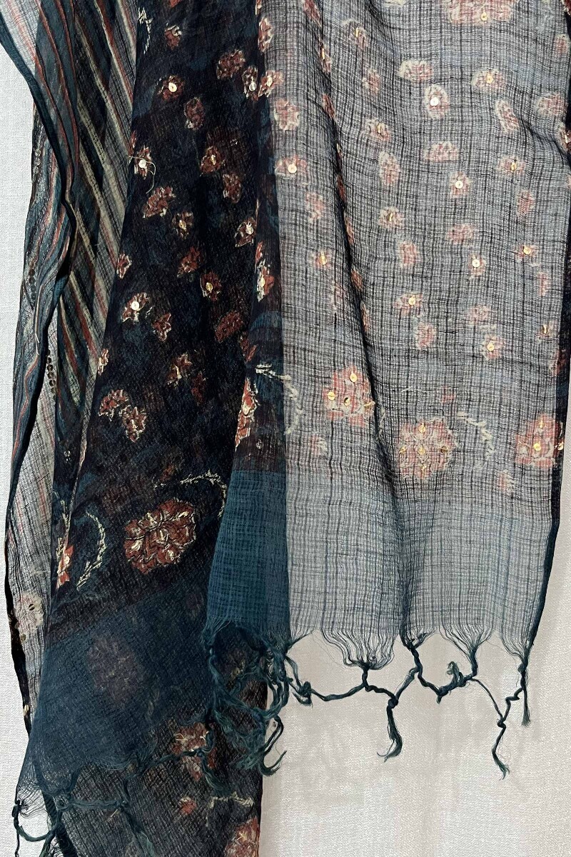 Green Hand Block-Printed Kota Dupatta