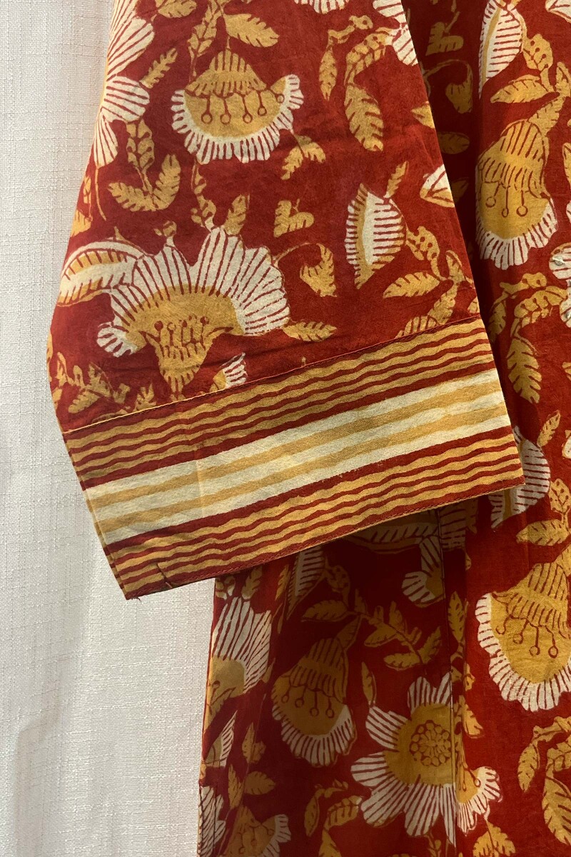 FG Specials: 1 of 1- Red Hand Block-Printed Straight Cotton Kurta