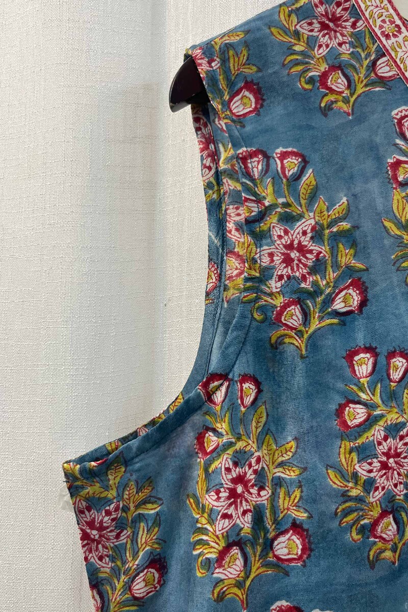 FG Specials: 1 of 1- Blue Hand Block-Printed Modal Kurta