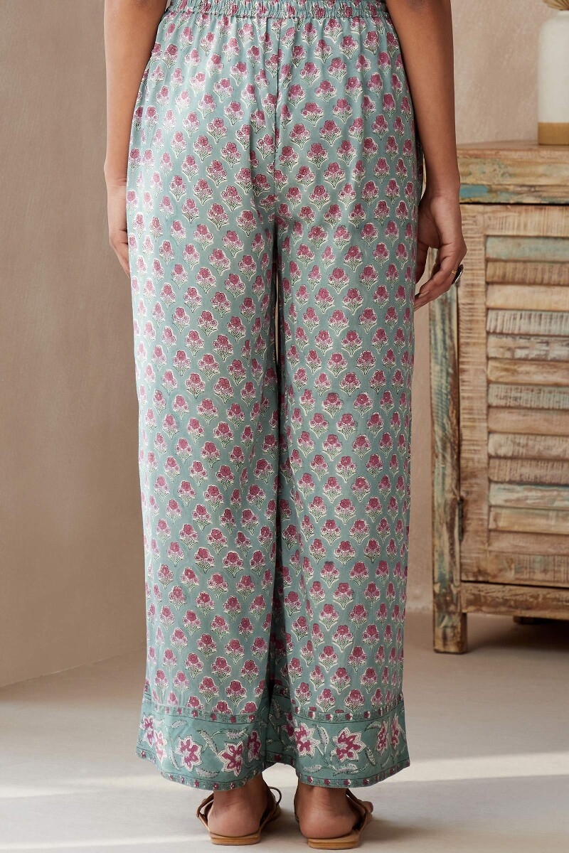Green Hand Block-Printed Viscose Farsi