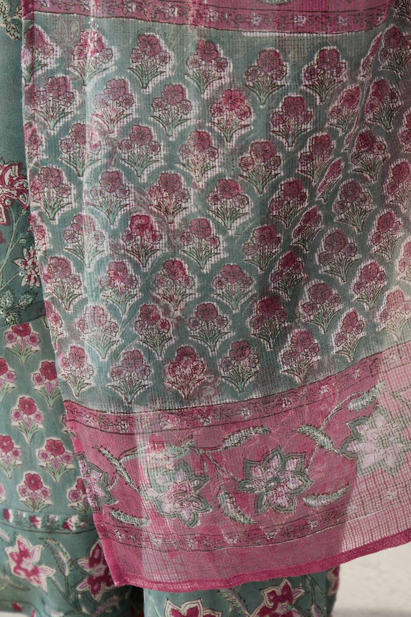 Pink Hand Block-Printed Kota Dupatta